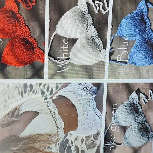 NWT Crochet Halter Bikini Top in Khaki/Tan Size M - Picture 2 of 4